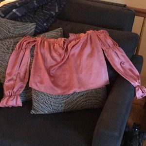 Fashion Nova off the shoulder satin like top.